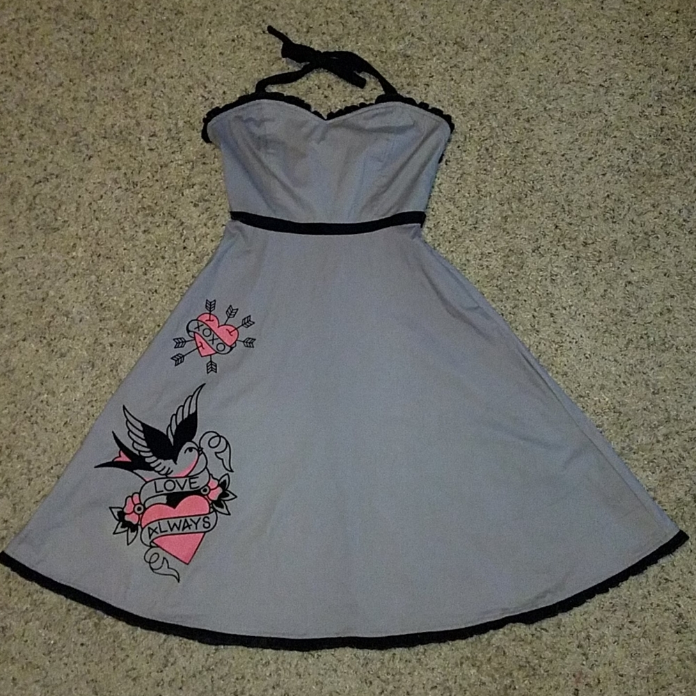 Sourpuss Heart Flash Dress Pinup Rockabilly - Picture 5 of 11